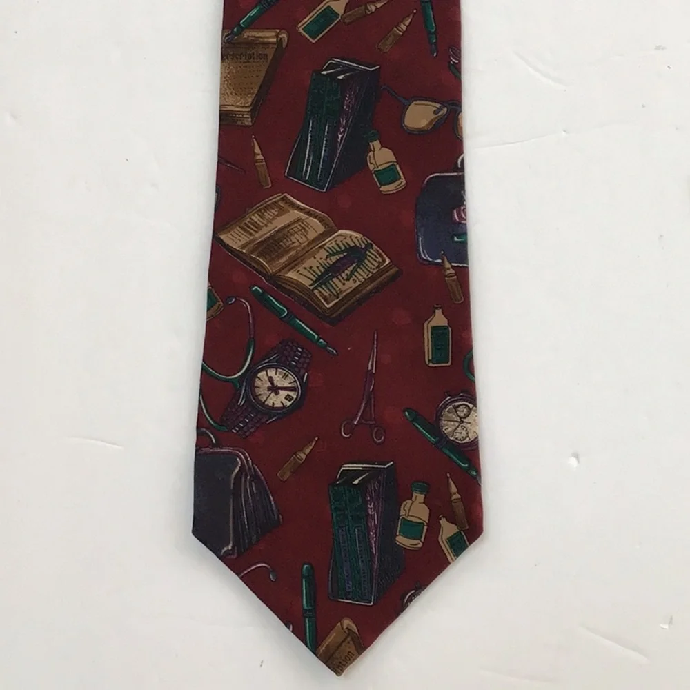Woodward 100% Italian Silk Medical Physician Surgeon Pharmacist Red Neck Tie - Picture 2 of 13